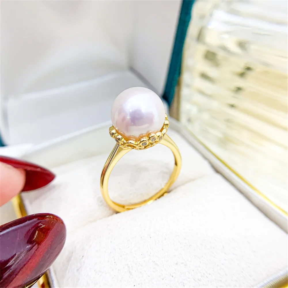 

DIY Pearl Small Accessories S925 Sterling Silver Jewelry Gold Silver Ring Empty Set Fit 10-11mm Beads