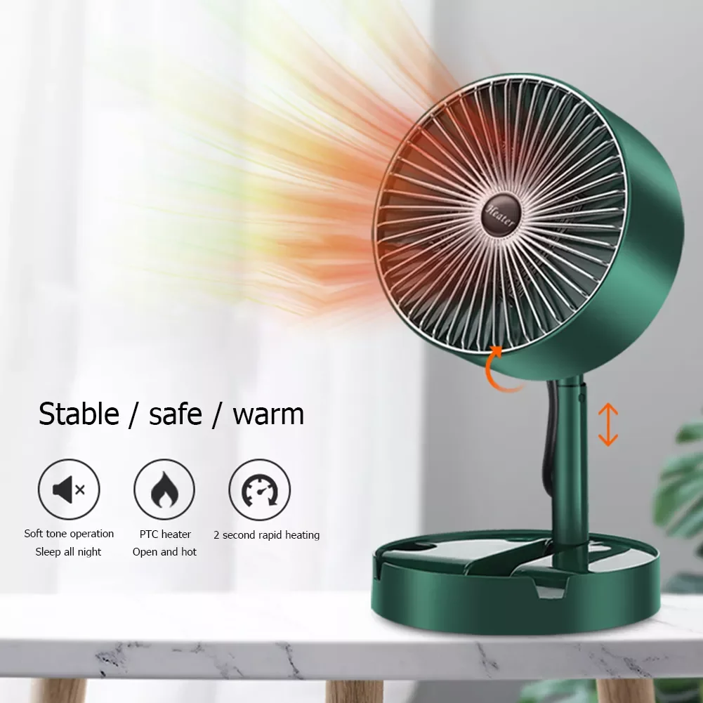 

1000W Winter Warm Telescopic Electric Heater Fan Two-Gear Adjustable Household Desktop Stand Folding Air Blower Heating Machine