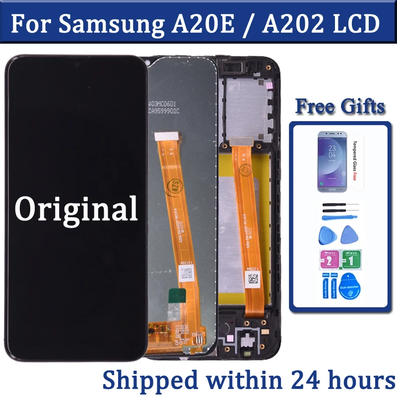 Оригинальный дисплей для Samsung Galaxy A20e LCD A202 A202K A202F, сменный сенсорный экран с дигитайзером в сборе, ремонт
