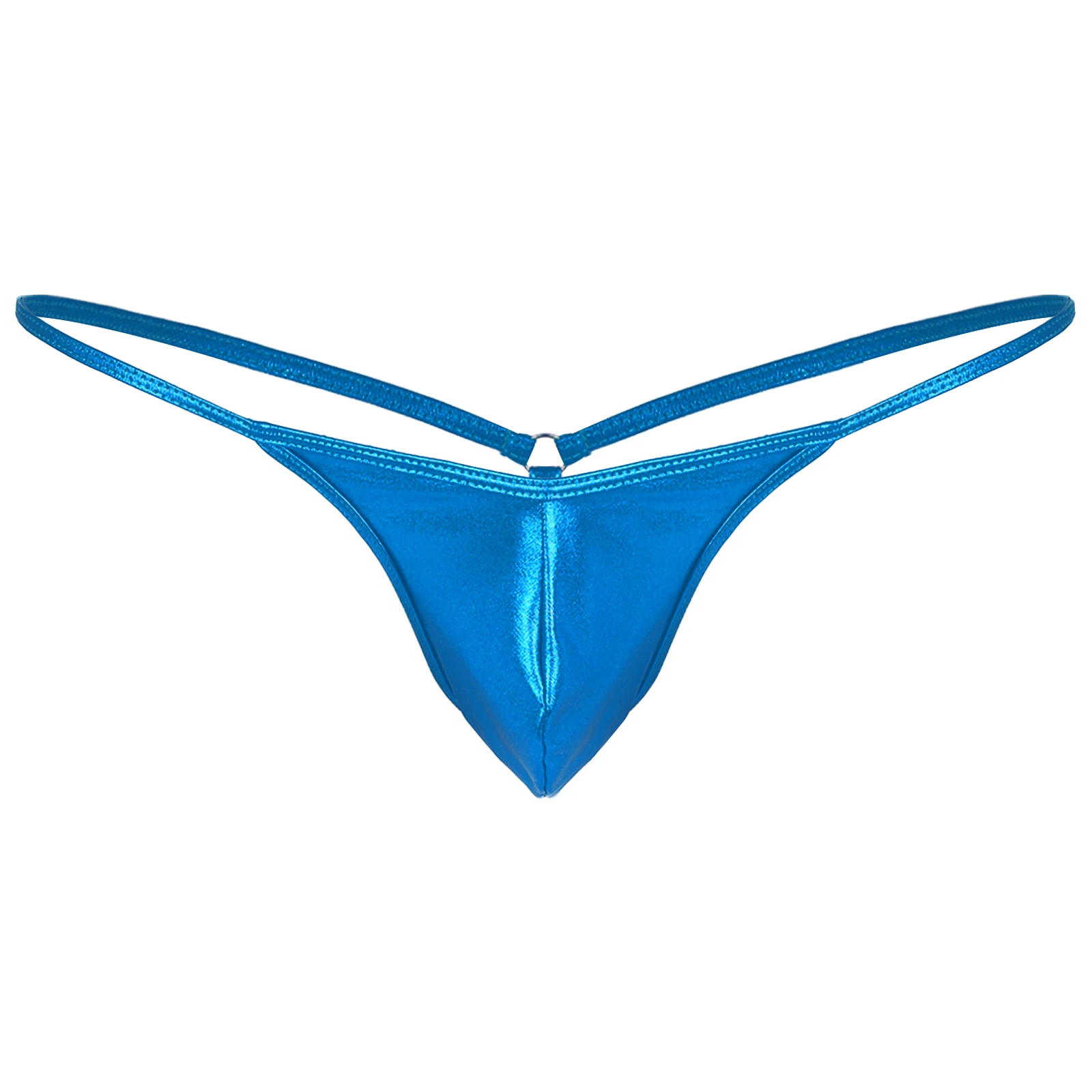 

Men's Metallic Shiny Bulge Pouch G-strings Sunbathing Bikini Bottoms Sexy Super Low Rise T-back Mini Micro Underwear Panties