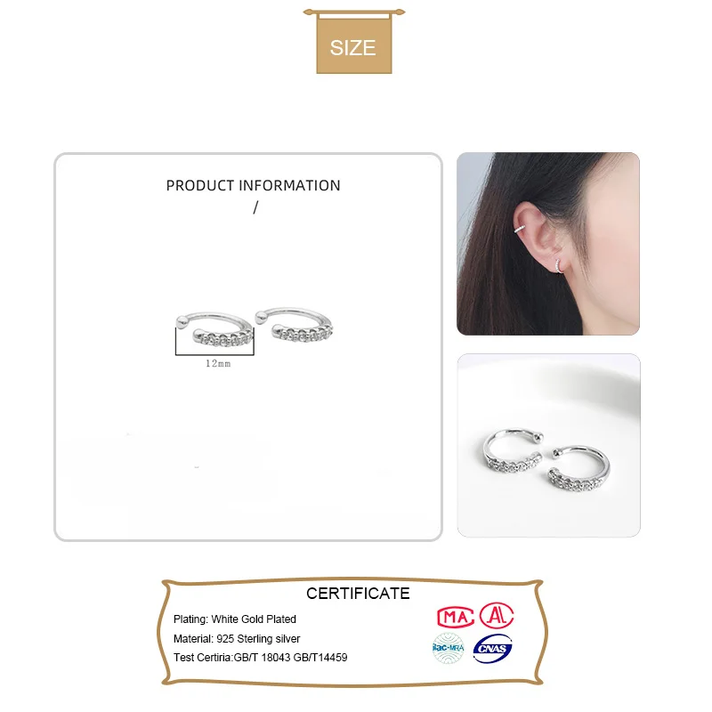 TrustDavis новинка блестящие серебряные серьги-клипсы с фианитами серьги для женщин и