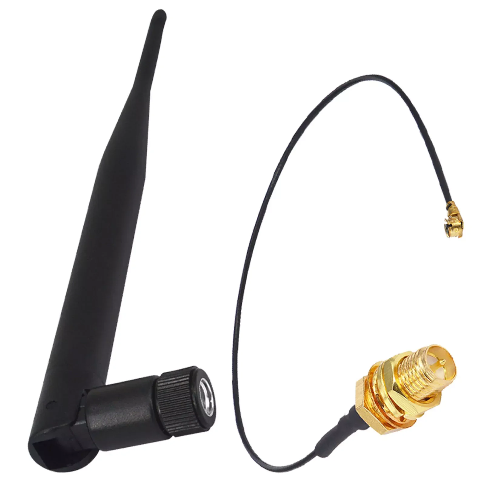 

WiFi Antenna 2.4 GHz 5dBi 802.11b/g Aerial RP-SMA Male Wireless Router +Mini PCI U.FL IPX to RP SMA Jack Pigtail Cable
