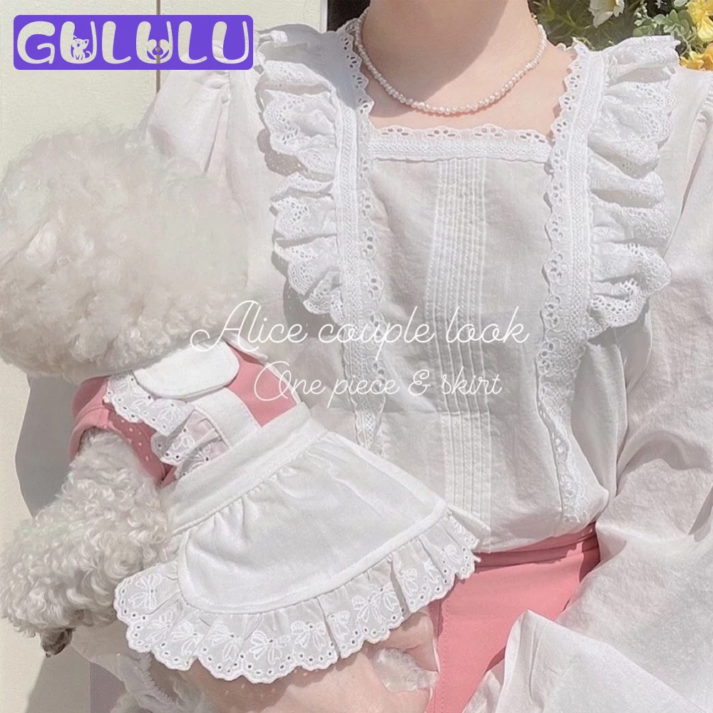 

Cute Dog Dress Princess Maid Cat Puppy Clothes Lace Pet Clothing Bowknot Card Issuance Dog Clothes for Teddy Small Dogs vestido