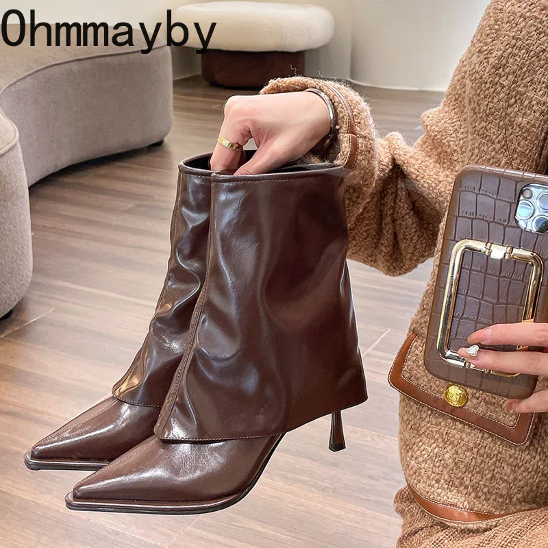

Winter Women Trouser Boot Shoes Fashion Zippers Pointed Toe Shoes Ladies Sexy High Heel Short Boots botas feminina