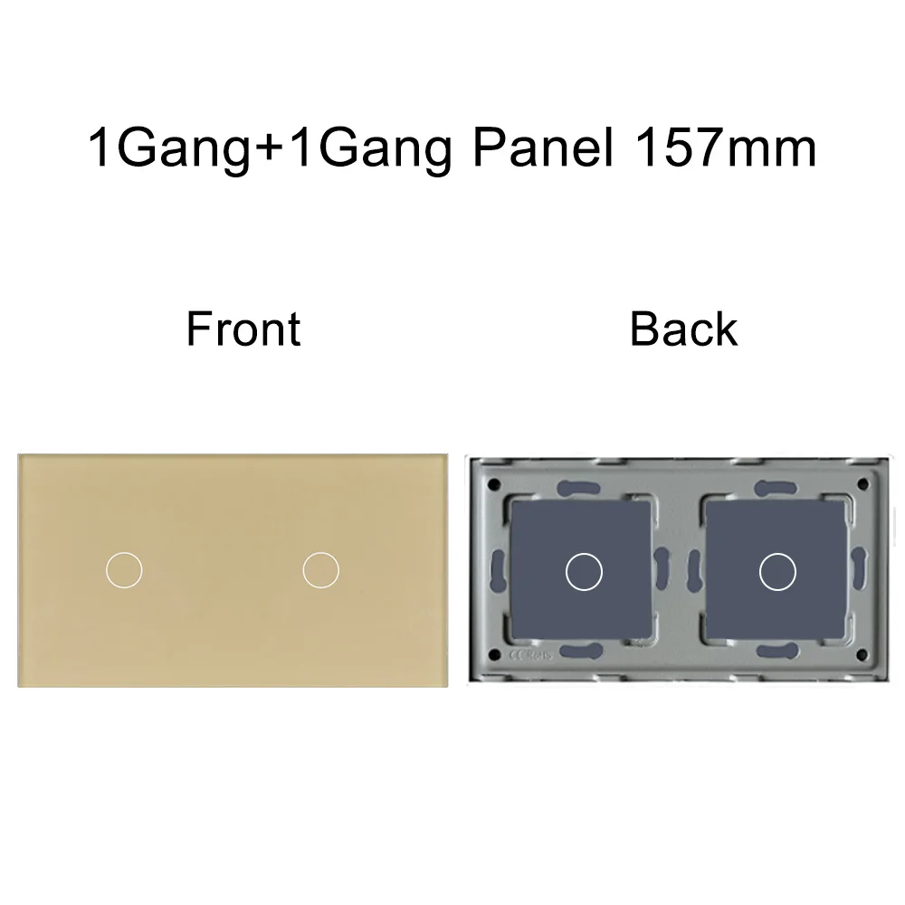 

Двойная комбинированная панель TAWOIA 157 мм, панель из хрустального закаленного стекла для настенного сенсорного выключателя, только панель с металлической рамкой, переключатель «сделай сам»