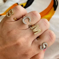 isueva 26 english female creative finger open rings gold plated adjustable rings zircon rings for women accessories jewelry