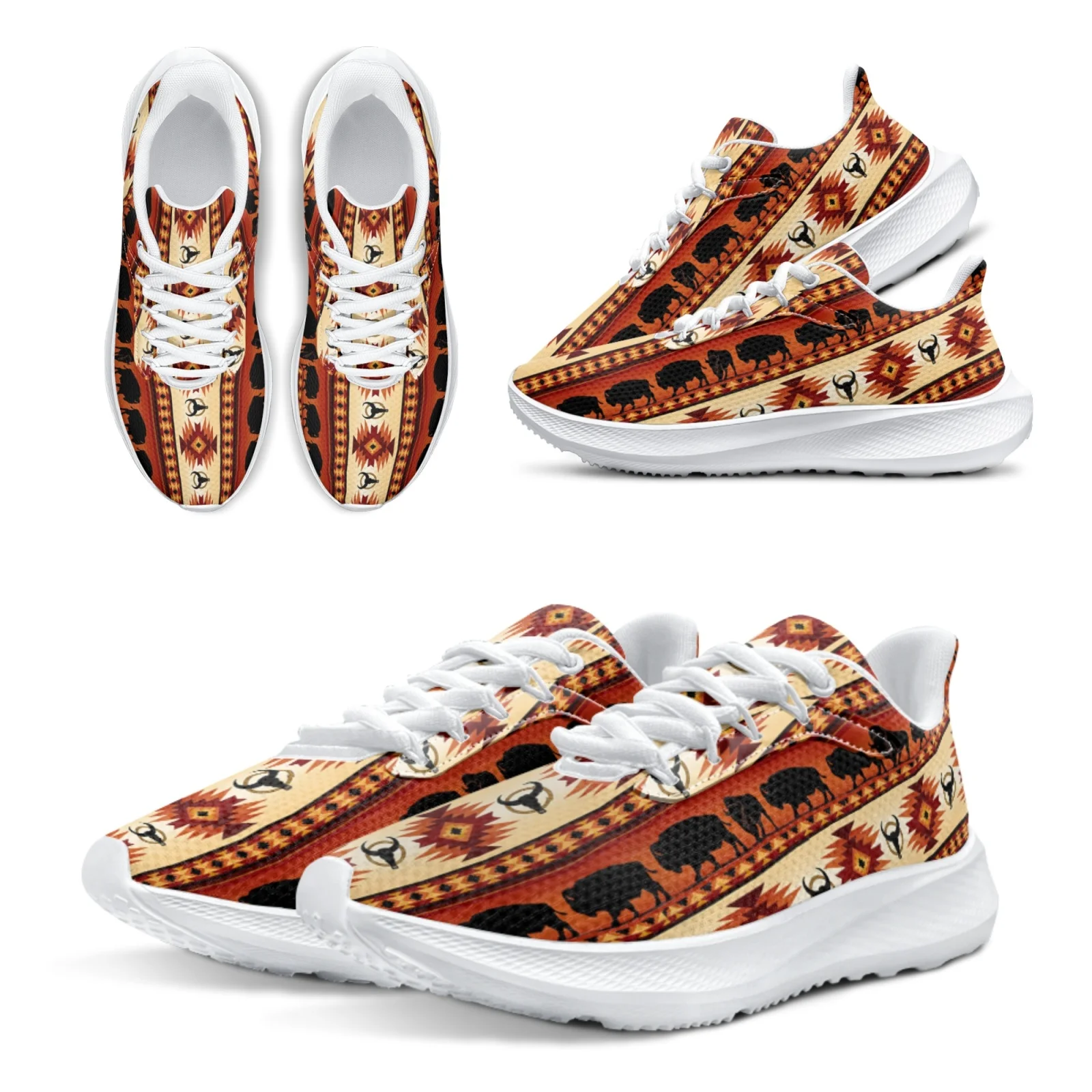 

INSTANTARTS Ethnic Tribal Women's Running Shoes Comfortable Breathable Tribal Cattle Sports Shoes Aztec Printed Casual Sneaker