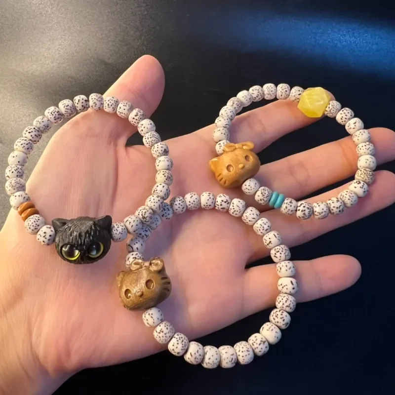 

Sanrio Kawaii Anime Hello Kitty Sandalwood Beading Bracelet Accessories Cute Cartoon Lovely Jewelry Ornament Gifts for Girls