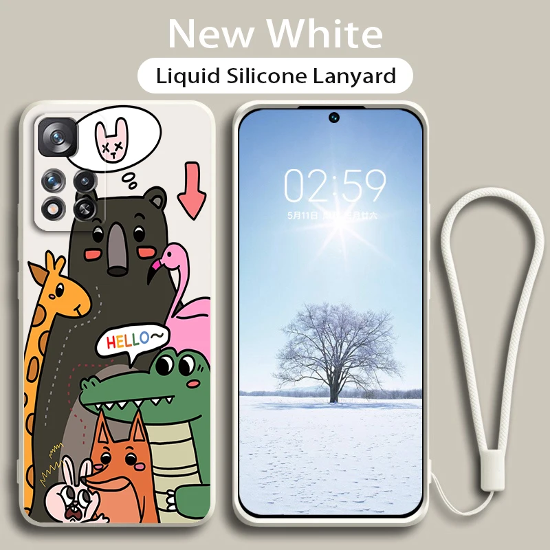 

Cartoon Little Monster Phone Case For Xiaomi Redmi Note 11 11S 11T 10S 10 9S 9T 9 8T 8 Pro Plus 5G Liquid Rope Soft Cover