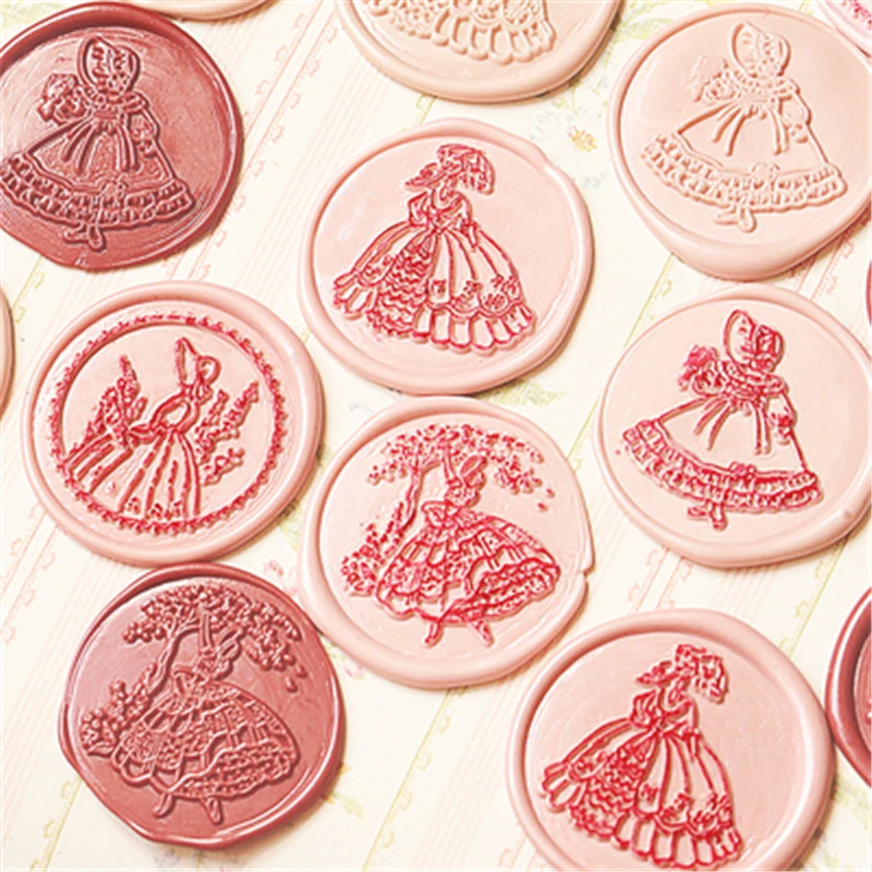 

Bouquet Fruit Picking Girl Wax Seal Stamp DIY Umbrella Garden Lady Stamps Seals Wedding Postage Envelopes Hobby Card Craft Decor