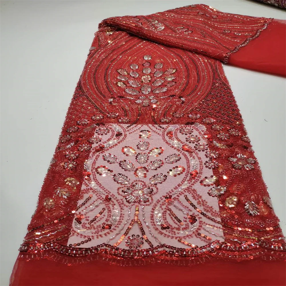 

Новый дизайн, африканские тюлевые кружева, ткань 2023, высококачественные кружева с блестками и бисером, французские сетчатые кружева, тюлевые сетчатые ткани CD2150