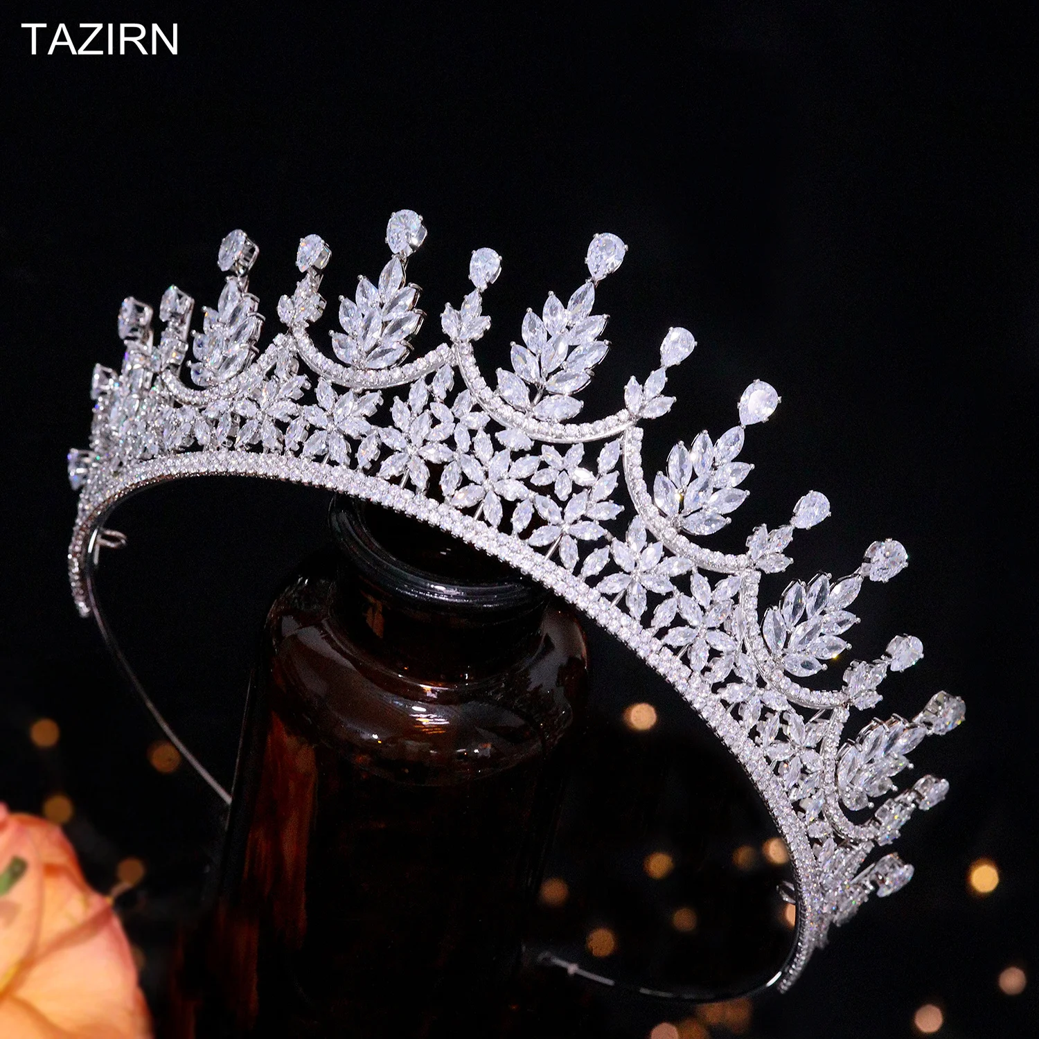 Luxury AAA Cubic Zirconia Wedding Bride Crowns Princess Full CZ Tiaras for Women Sweet 16 Birthday Party Headpiece Hair Jewelry