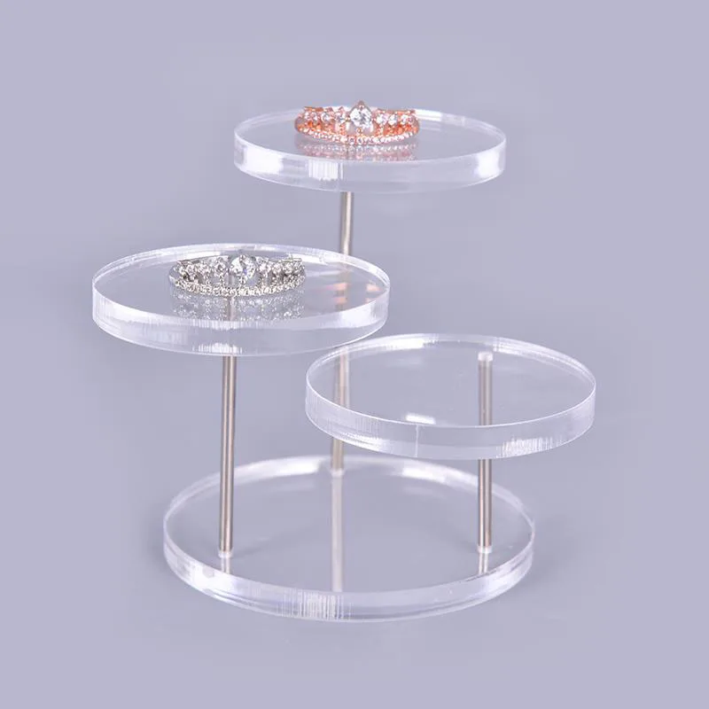 3-Tier Clear Acrylic Ring Organizer Detachable Display Riser Jewelry Holder Wedding Ring Display Round Support Holder