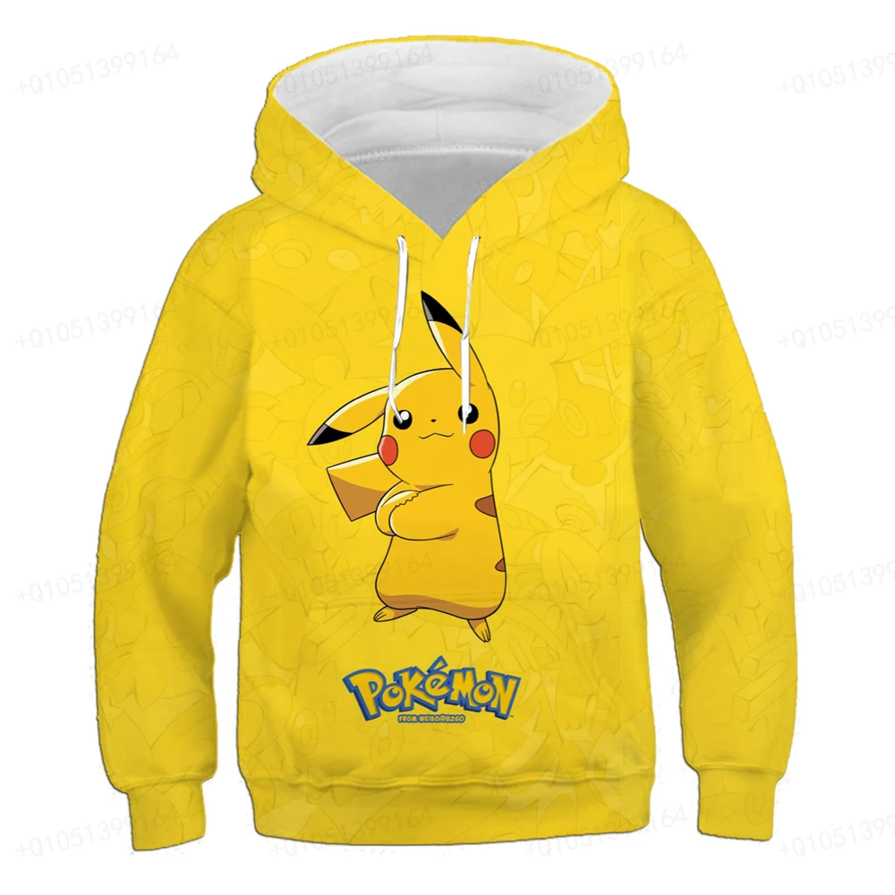 

Лето 2022 детский модный костюм покемон Пикачу Толстовка с длинным рукавом для мальчиков Детская Толстовка Повседневная одежда Крутая толст...