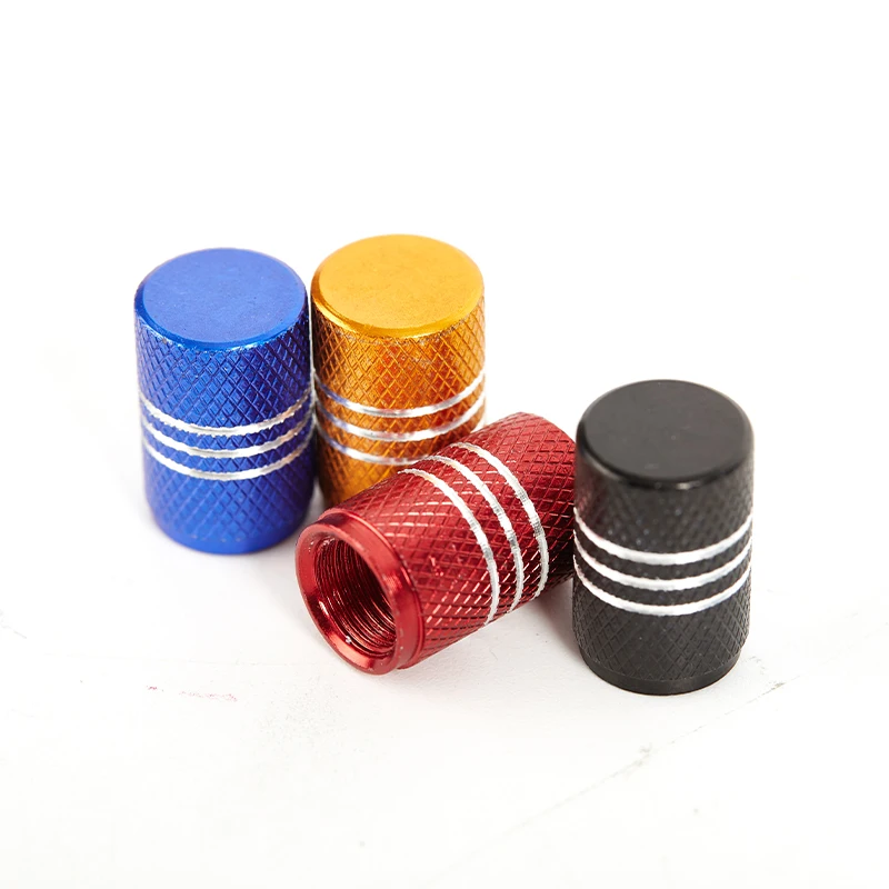 

4Pcs Silver Car Tire Valve Stems Cap Knurling Style Tire Valve Cap Aluminum Tire Wheel Stem Air Valve Cap