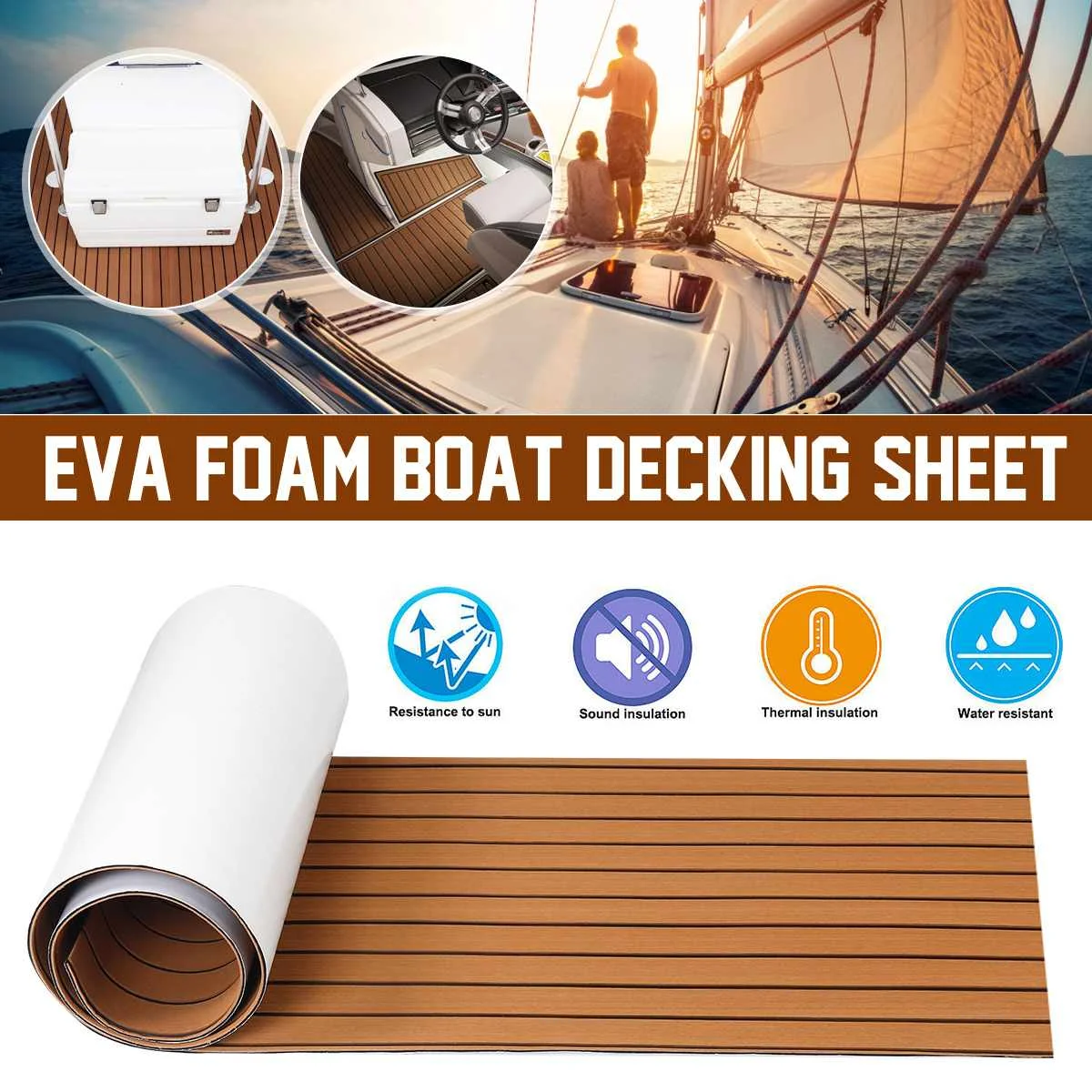 

2400x600x6mm Self Adhesive EVA Boat Yacht Flooring Faux Foam Decking for Boats Foam Sheet Marine Flooring Teak Boat Floor Carpet