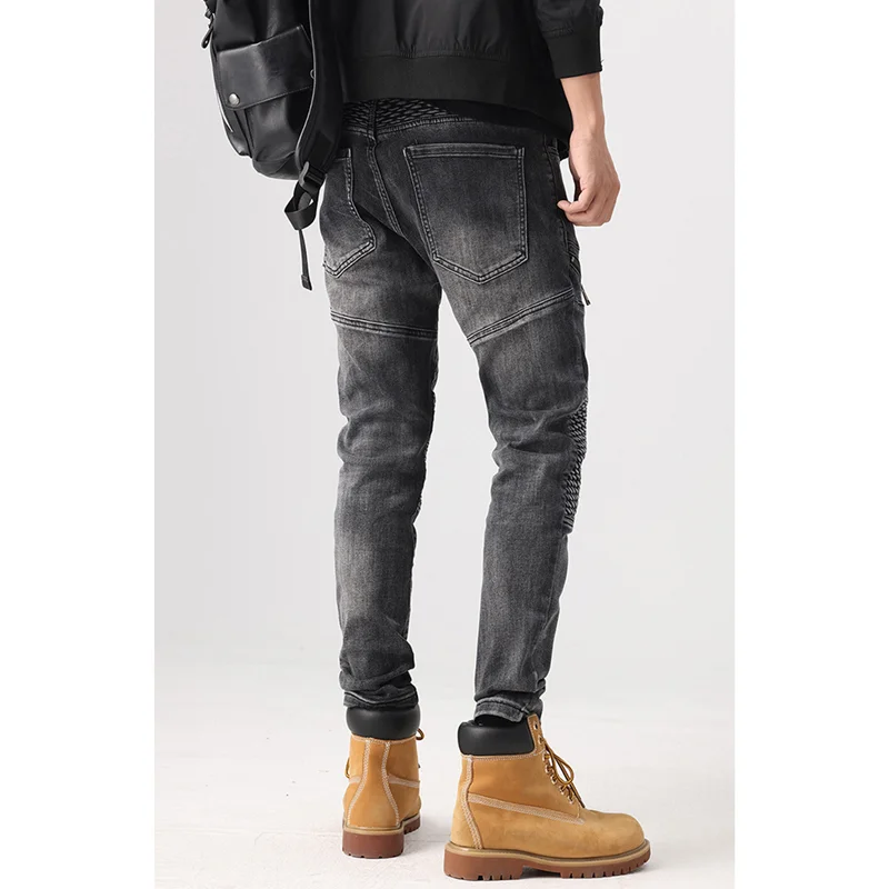 Streetwear Men 2022 New Pattern American Recreational Black Pants Chaopai Small Trouser Leg Self-cultivation Jeans Autumn Female