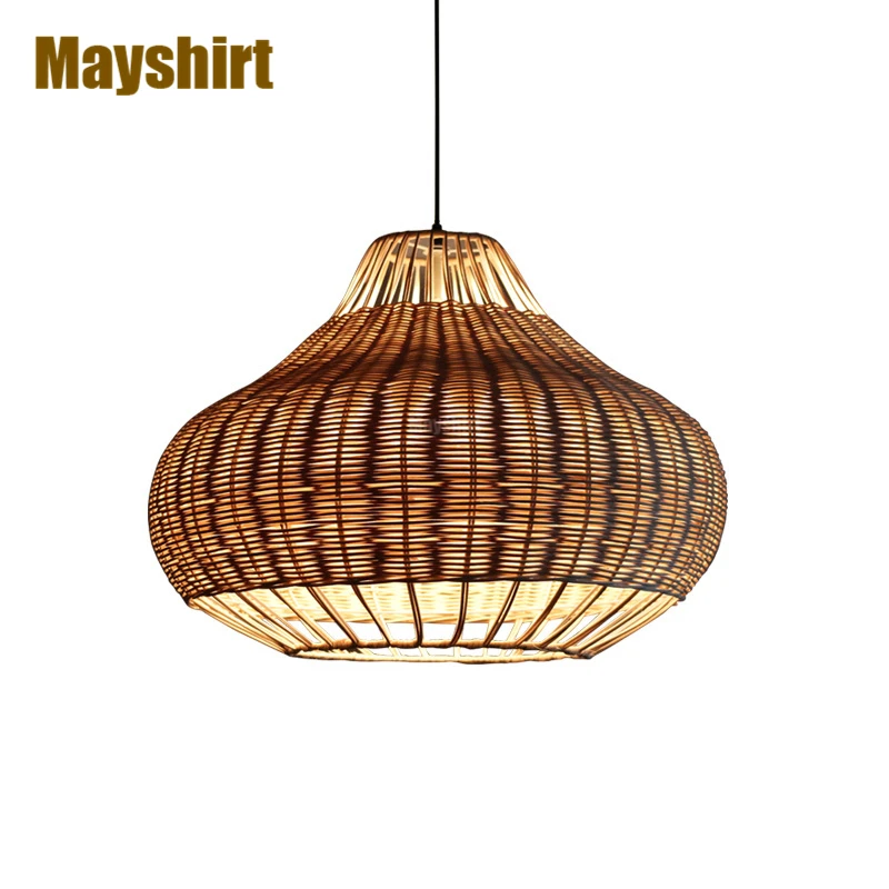 

Wicker Pendant Light Chinese Style Vintage Bamboo Hanging Lamp Rattan Lamps Living Room Decoration Kitchen Suspension Luminaire