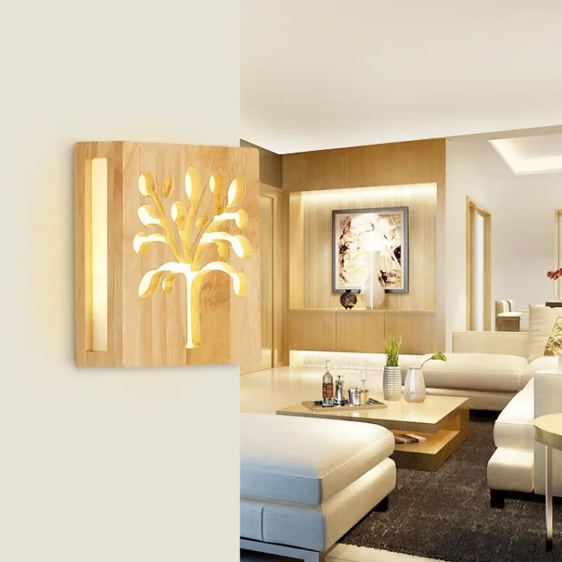 Современный настенный светильник деревянный для дома светодиодный кофе-бар