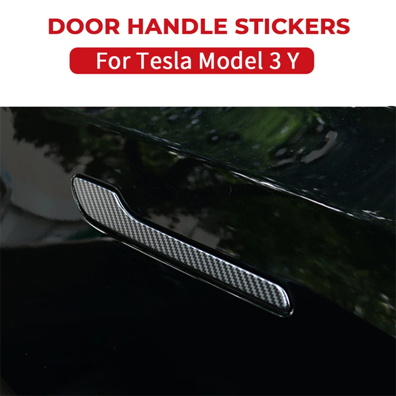 

4Pcs Car Door Handle Stickers For Tesla Model 3 Y 2022 Accessories Anti scratch Protector Cover Car Styling Exterior Decoration