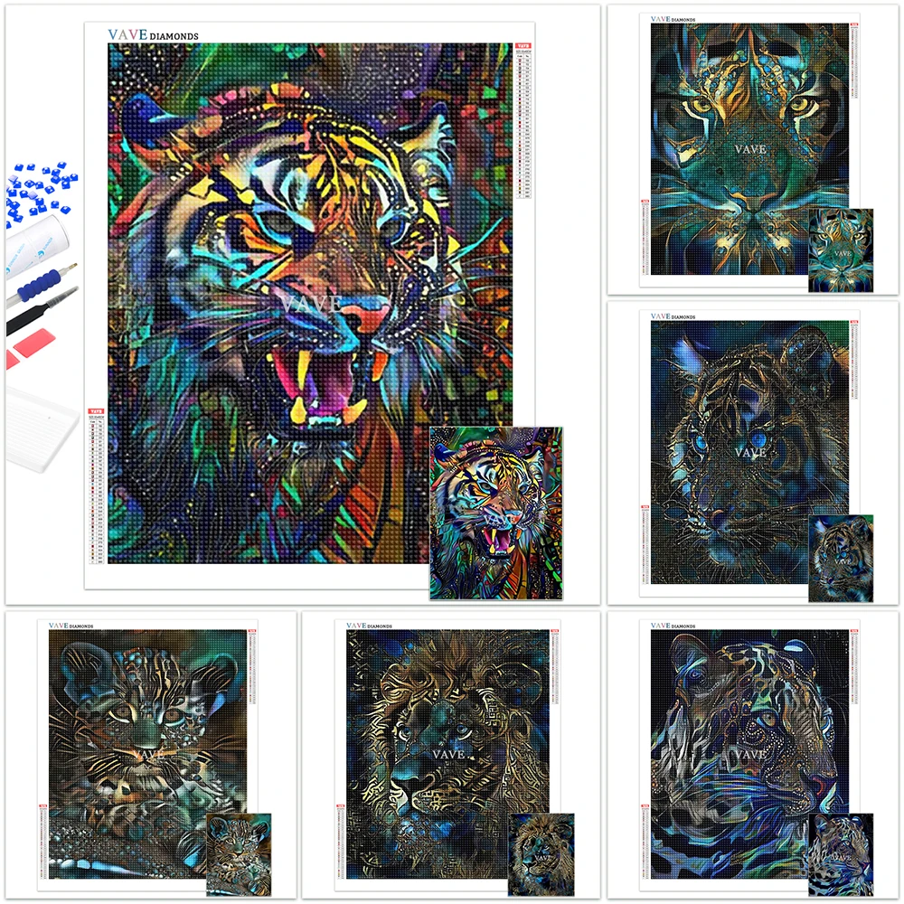 

VAVE DIY 5d Алмазная мозаика Вышивка Тигр Лев полная алмазная живопись наборы для вышивки крестиком животные картина Стразы домашний декор