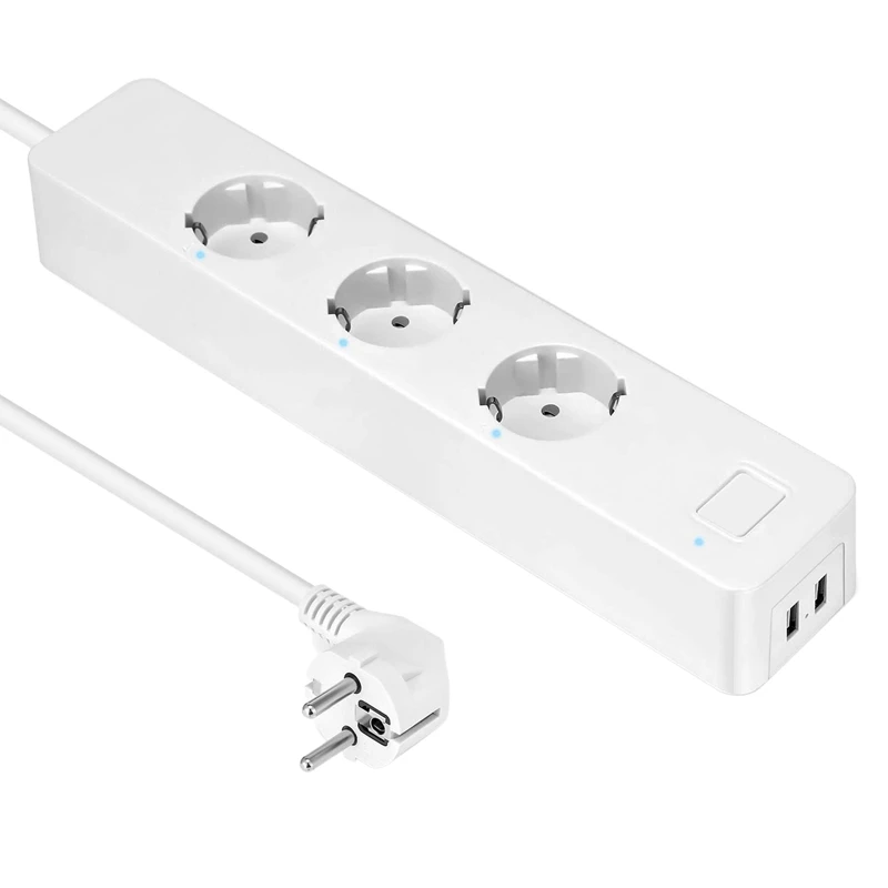 

Home Power Strip,Wifi Mobile Phone Switch Timing Power Strip 2 USB Ports /3 Sockets Voice Control EU Plug