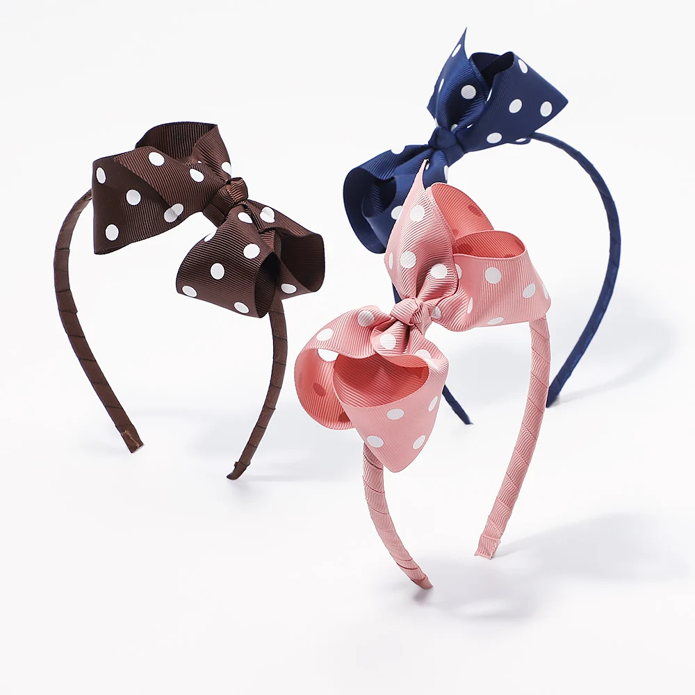 

1pcs Polka Dot Bowknot Girl Hair Band Cute Female Hair Accessories cute Grosgrain Ribbon Headbands for Sweet Baby wholesale