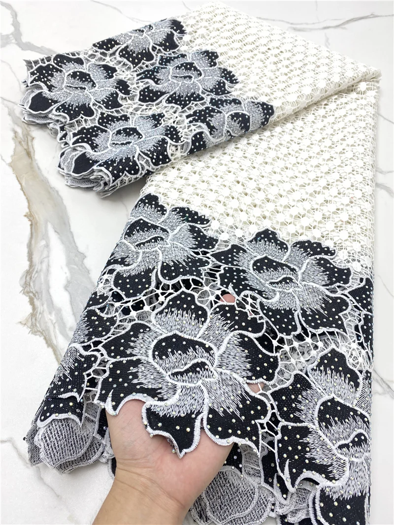 

French Embroidery Guipure Cord Lace Fabric 2022 High Quality Lace Nigerian African Lace Fabric For Wedding Party