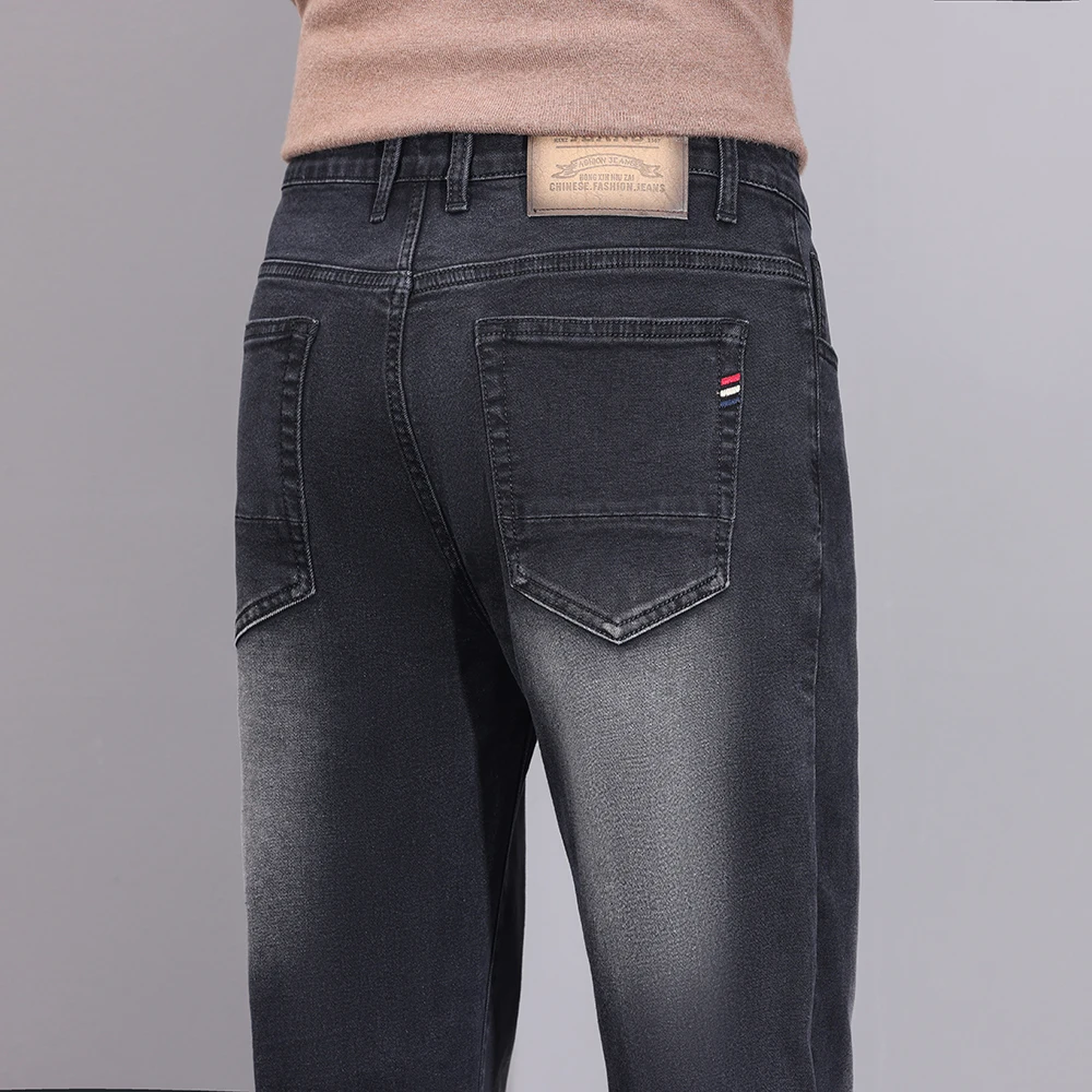 2024 брендовые мужские эластичные хлопковые джинсы из плотного материала модные
