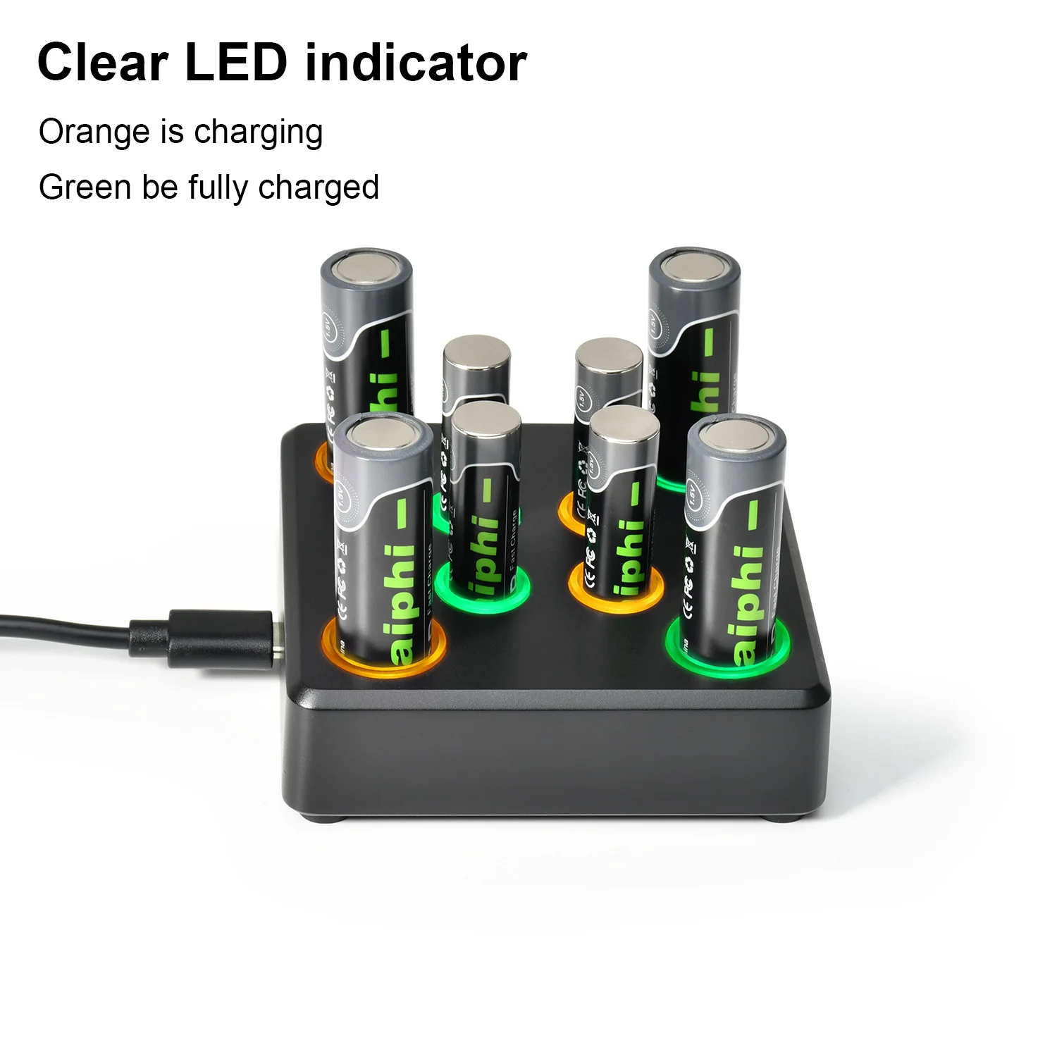 Зарядное устройство для литиевых батарей laiphi AA AAA, 4 перезаряжаемых литиевых аккумулятора AA AAA, зарядное устройство 8 отсеков/зарядная станция