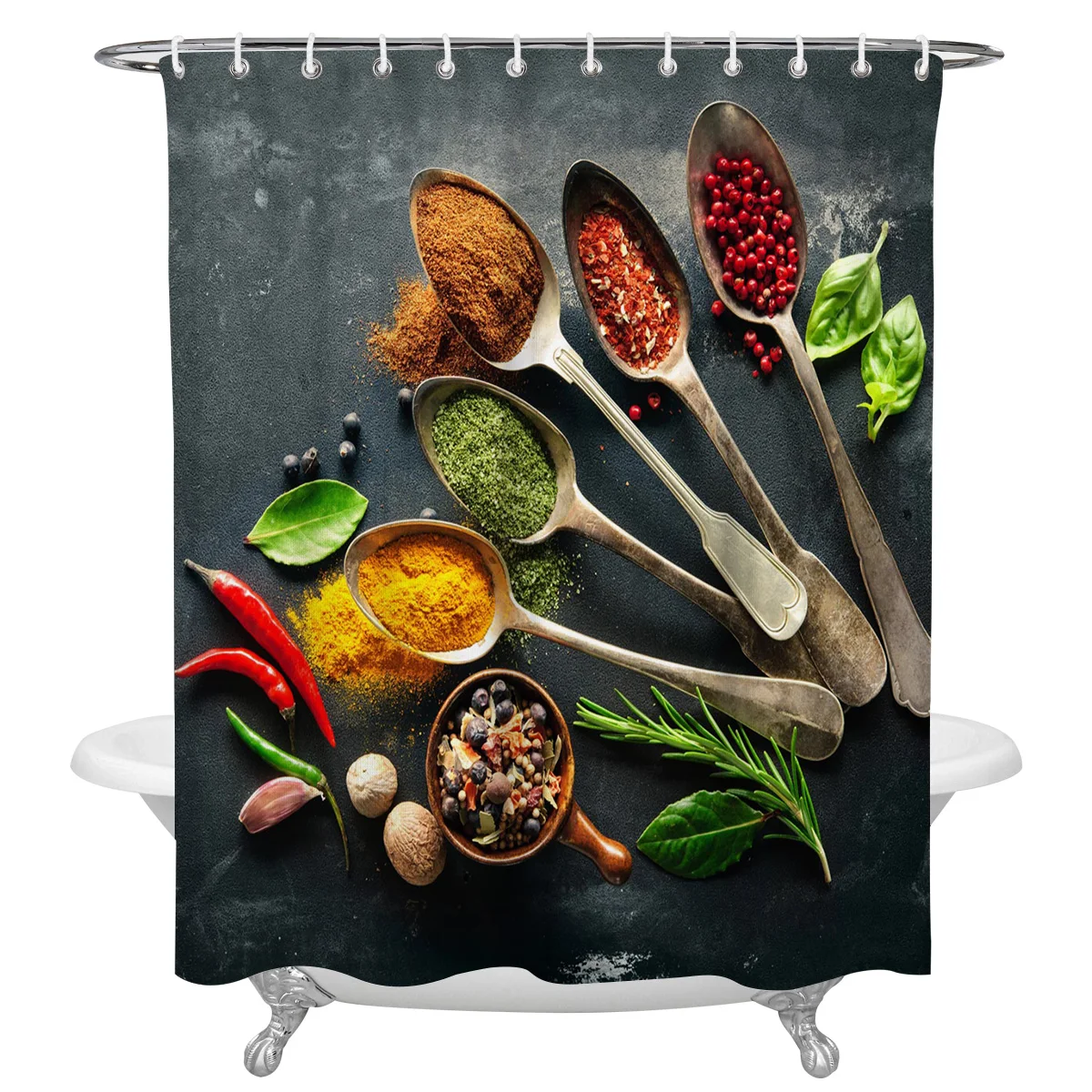 

Ложка для приправ, шторы для душа, аксессуары для ванной комнаты, ткань из полиэстера, шторки коврик, домашний Настенный декор, водонепрониц...