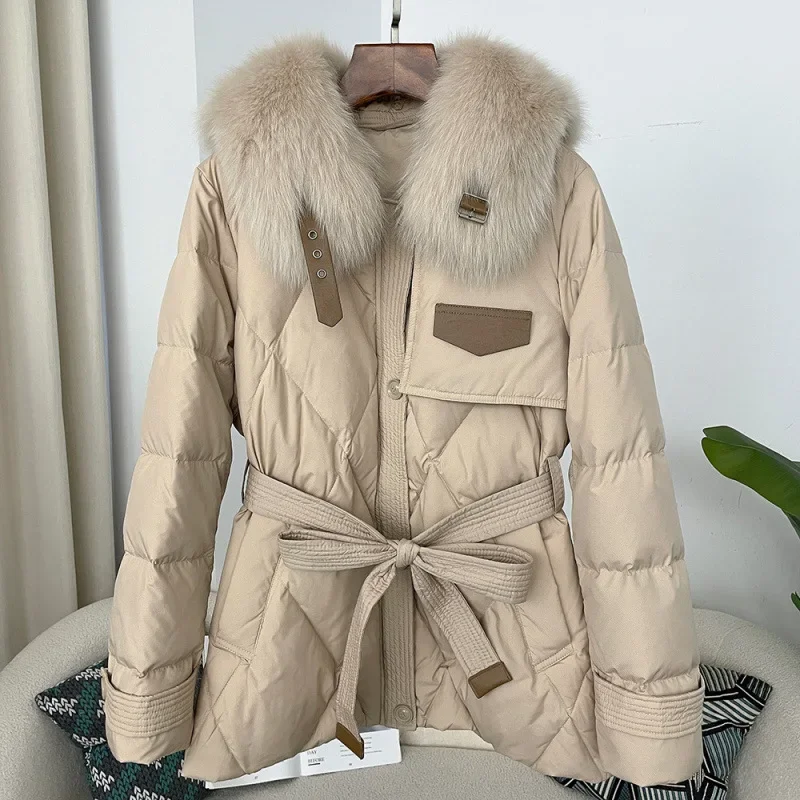 Женское пуховое пальто в корейском стиле новинка 2024 модная укороченная