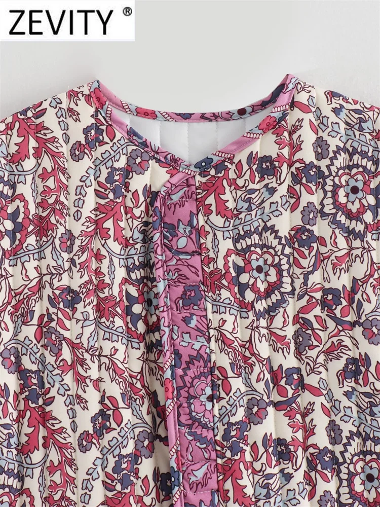 Женская приталенная куртка в винтажном стиле Zevity 2024 модель с цветочным принтом и