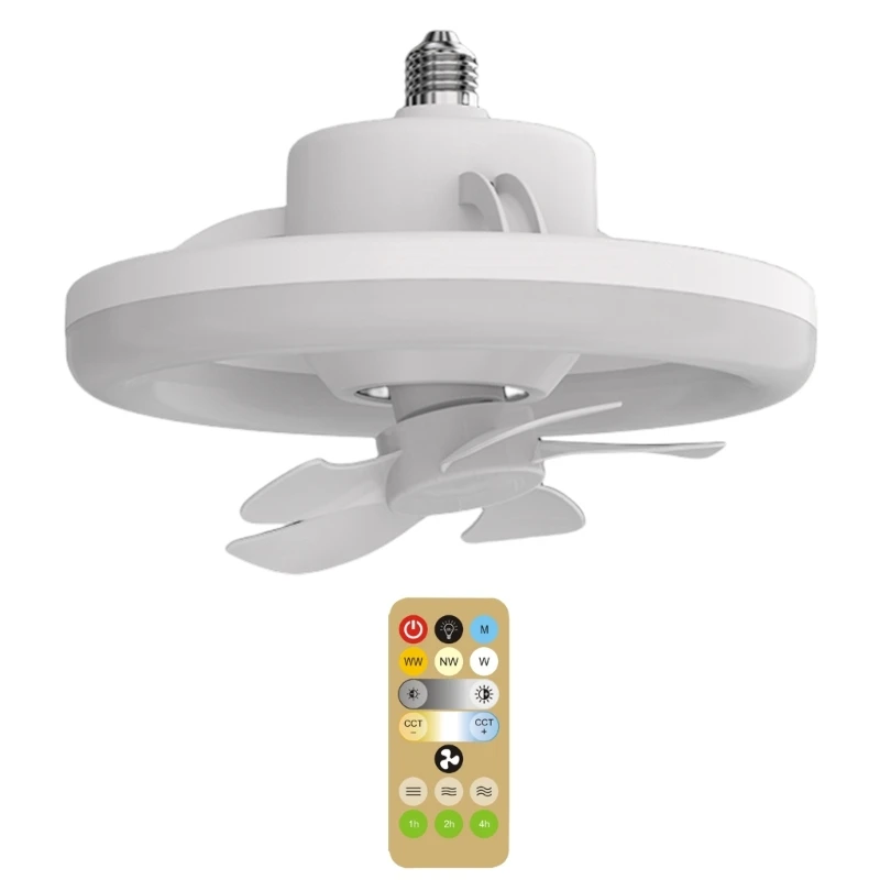 

E27 LED Fan Lamp Ceiling Fan 3-Color Light Adjustable 3000-6500K for Home Office E65C