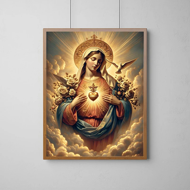Девы Марии и Священное Сердце Иисуса Христианский Плакат Плакаты на стену