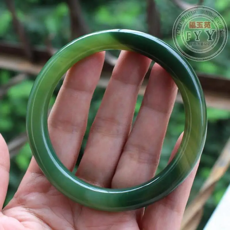 

Send Certificate Natural Green Pattern Agate Jade Bangle Women Healing Jewelry Certified Jades Stone Bangles Girlfriend Mom Gift