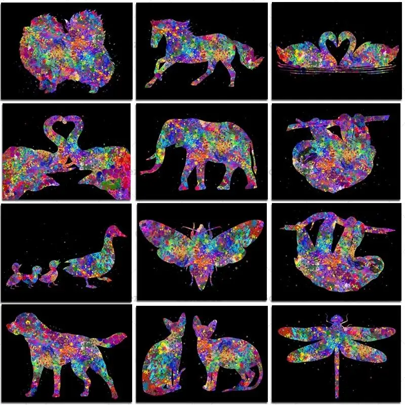 

5D Diy Diamond Painting Color Graffiti Animal Full Drill Mosaic Art Embroidery Kits Cross Stitch Home Decoration Handmade Gifts