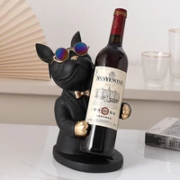 animal sculpture bulldog figurine display shelves champagne wine rack botellero wine bottle holder barware decoration craft