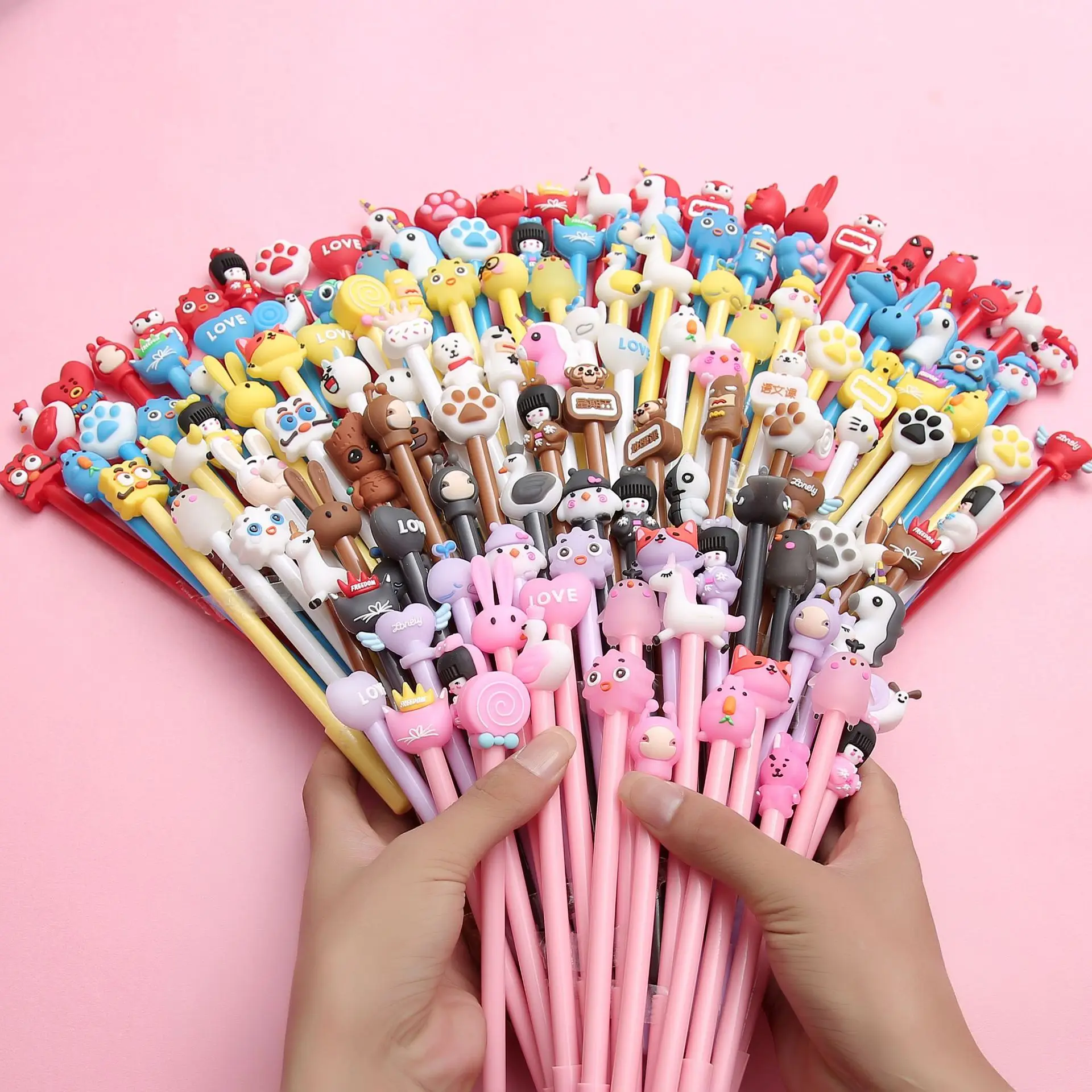 

50/40/30/20/10 Pcs/Set Cute Cartoon Gel Ink Pens Writing Pens 0.5 mm Stationery for Office School Student Kids Christmas Gift