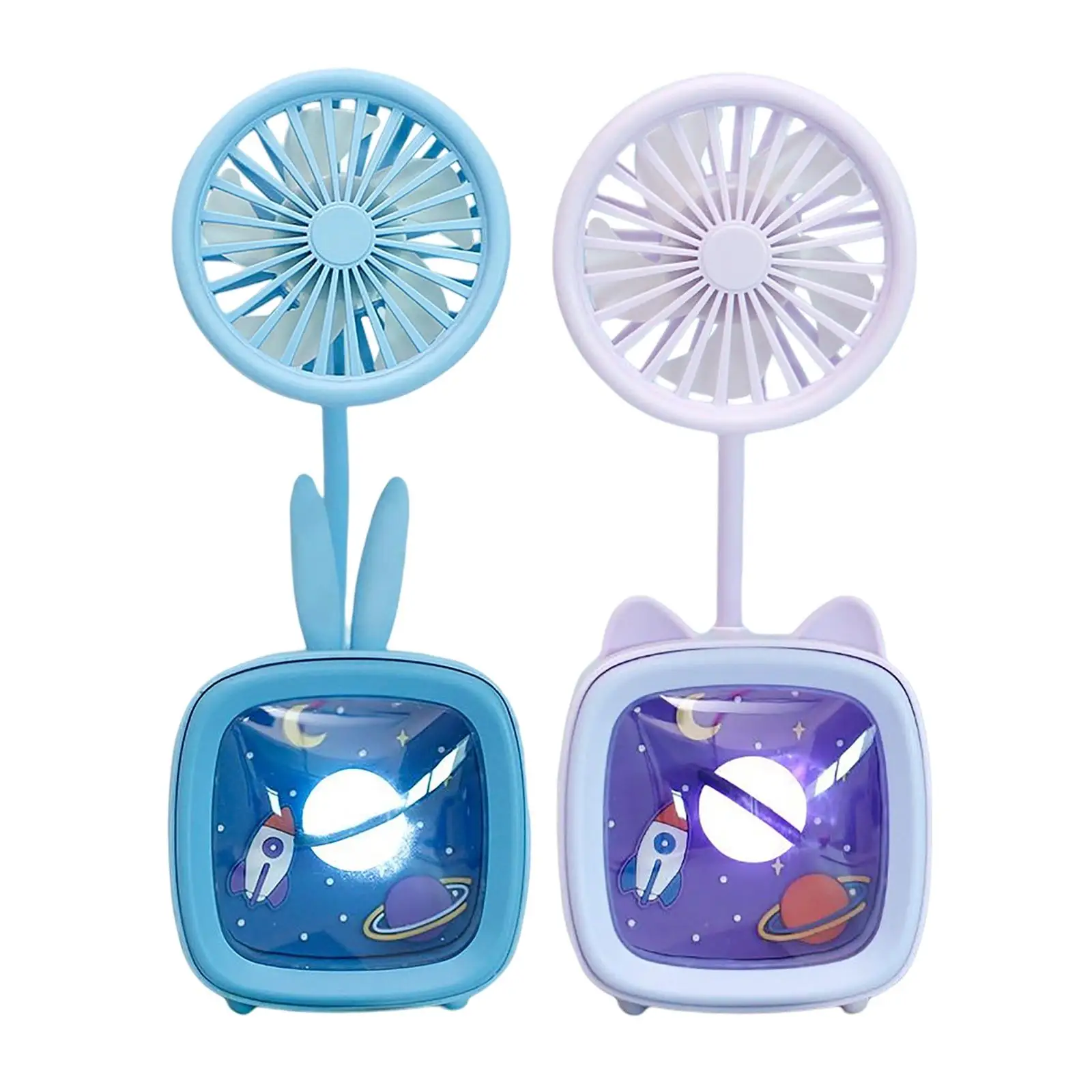 

Portable Small Desk Fan Personal Fan USB Rechargeable with Lights 3 Gear Desktop Table Fan