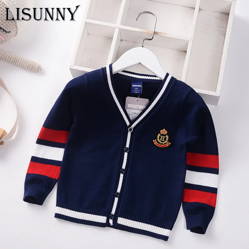 

Striped V-Neck Children Knitted Cardigan Boy Sweater 2022 Spring Summer New Baby Sweaters Kids Baby Clothes Toddler Coat 2-7y