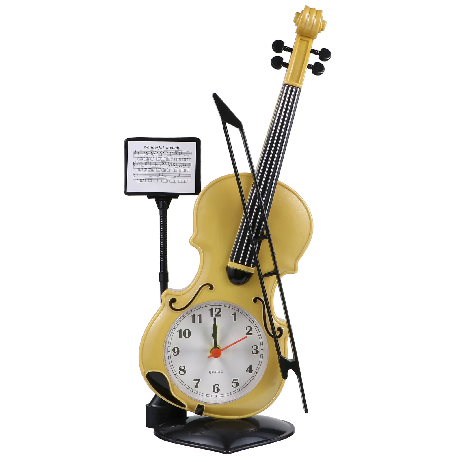 

Clock Alarm Violin Bedside Desk Vintage Table Model Figurine Musical Instrument Digital Guitar Silent Kids Retro Time Toy Clocks