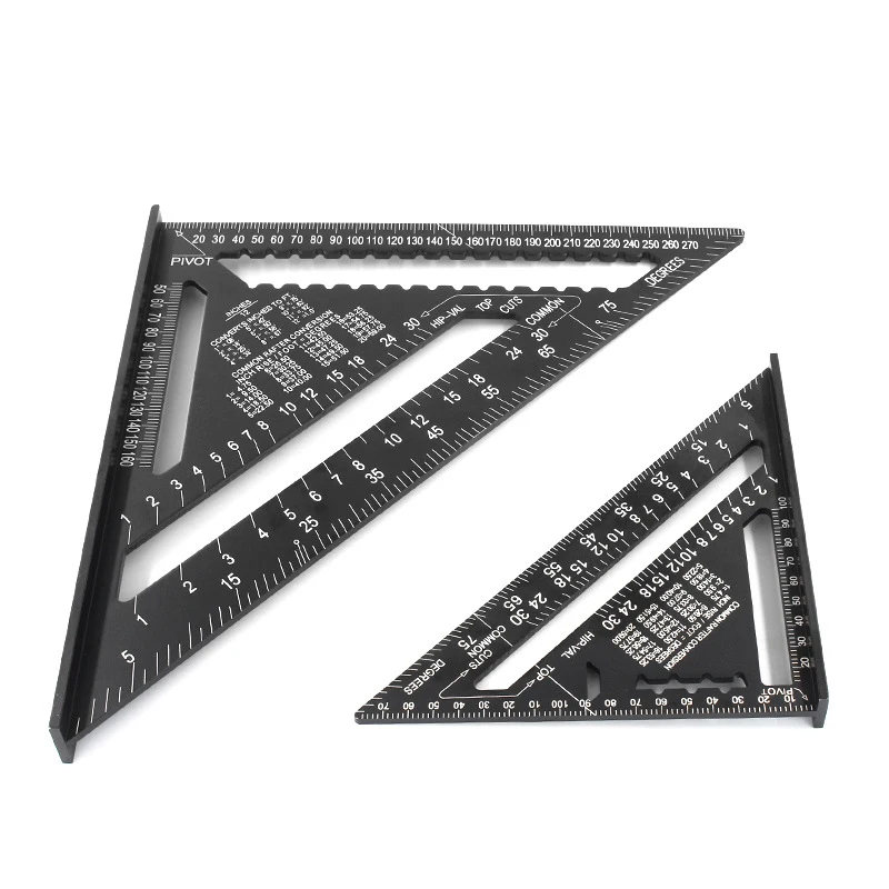 

Triangle Ruler 7/12 Inch Aluminum Alloy Metric Measurement Tool Tri-square Line Scriber Saw Guide For Building Woodworking