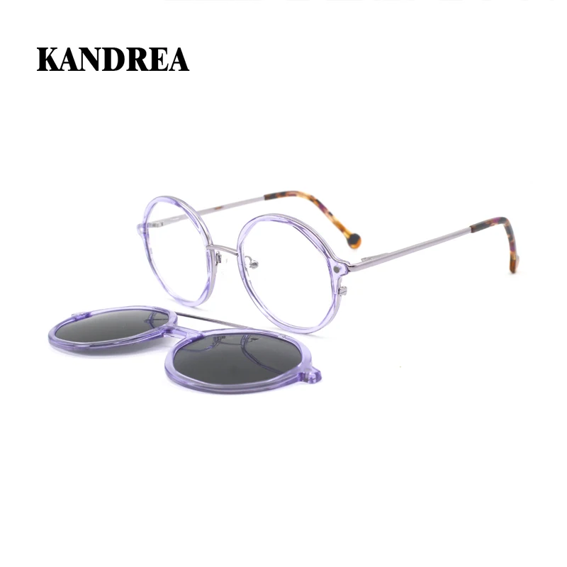 

KANDREA Round Alloy Fashion Magnet Polarized Sunglasses Women Men Retro Glasses Frame Optical Myopia Prescription Glasses 69958