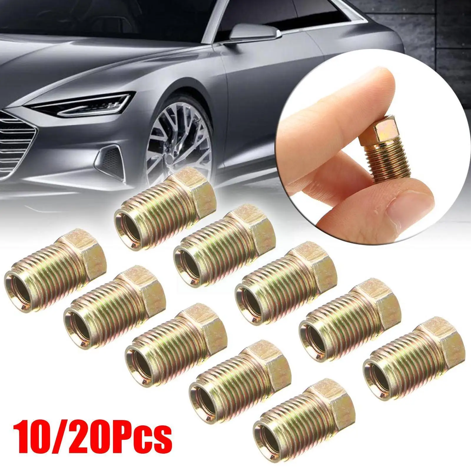 

10/20pcs T 10mm X 1mm Male Short Brake Pipe Screw Nuts For 3/16 Inch Metric Braking Tubes Professional Car Replacement J2m3