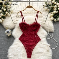 new 2022 summer sexy lace stitching sleeveless playsuits for ladies fashion solid color high waist slimming rompers womens