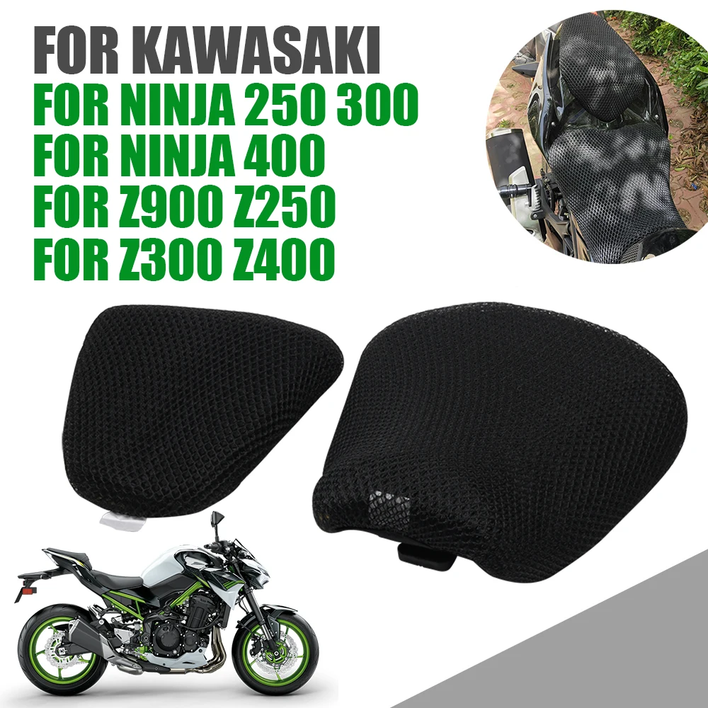 Seat Cushion Cover For Kawasaki Ninja 400 300 250 Z900 Z250 Z300 Z400 Z-900 Motorcycle Accessories Mesh Breathable Grid Case Pad