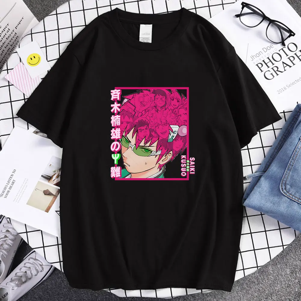

Anime The Disastrous Life of Saiki K Saiki Kusuo New Product Comic Printing Summer Cotton Short-sleeved Loose Man T-shirt Tide