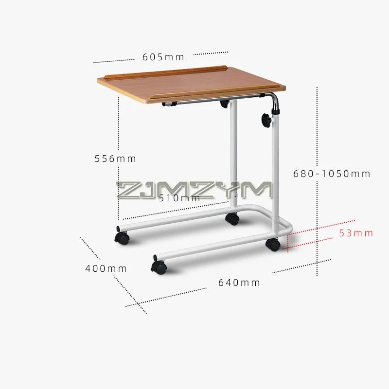 ity stolik boczny w kształcie litery C regulowany końcowy z kółkami drewniany blat odporny na zarysowania metalowa rama miejscem do