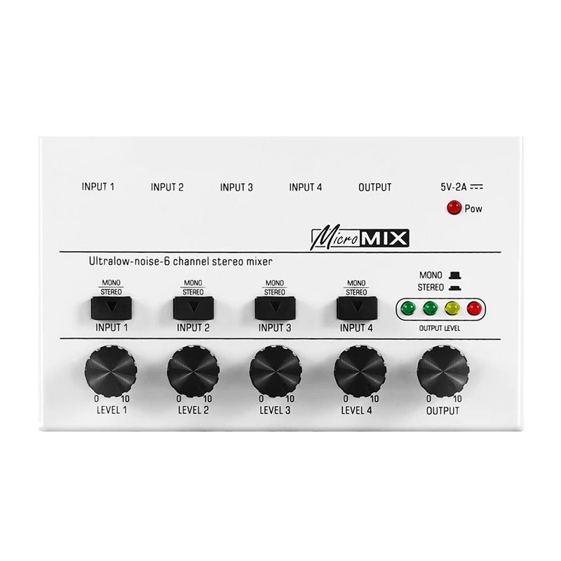 

1 Piece 4 Channels Audio Mixer Mini Stereo Mixer Audio USB Mixer For Recording Studio White